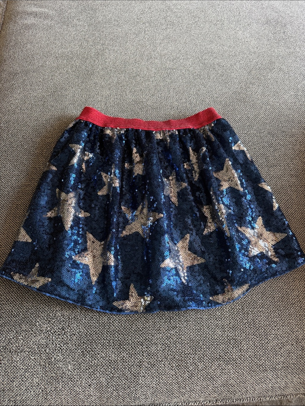 Cat & Jack Navy Sequin Star Skirt with Red Waistband